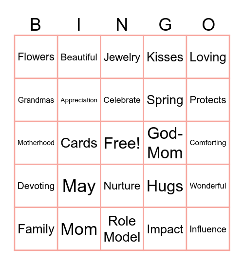 Mother's Day Bingo Card