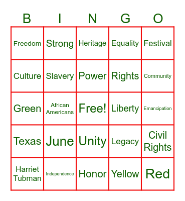 Juneteenth Bingo Card