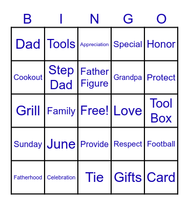 Father's Day Bingo Card