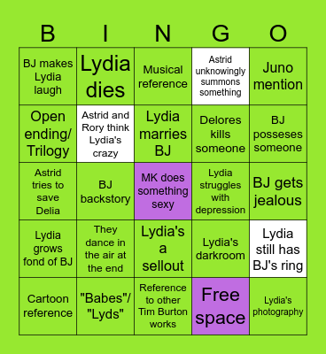 Beetlejuice Beetlejuice Bingo Card