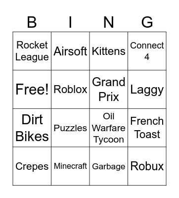 Simeon Bingo Card