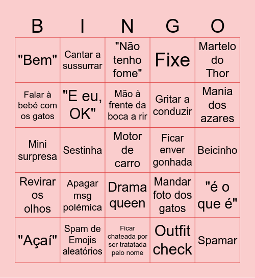 Princesa Bingo Card
