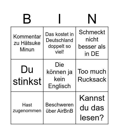 Kai P to the oitschke Bingo Card