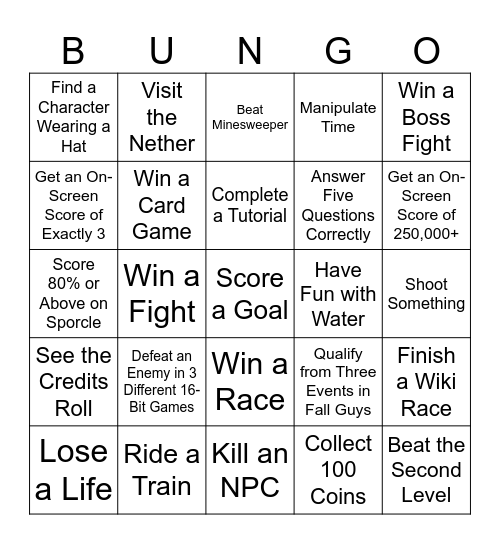 MULTI-GAME BONGO Bingo Card