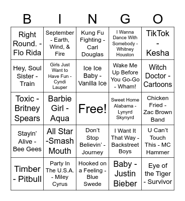Music Bingo Card