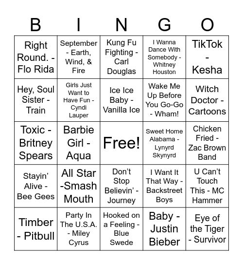 Music Bingo Card