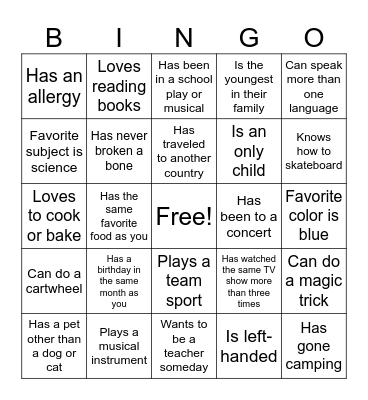 Human BINGO Card