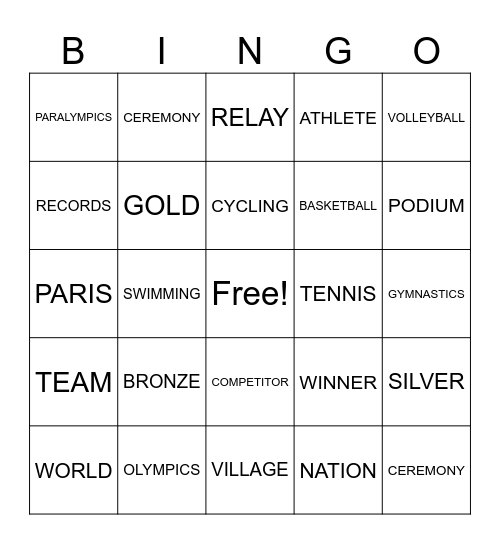 2024 Olympics Bingo! Bingo Card