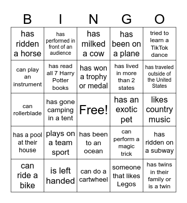Human Bingo Card