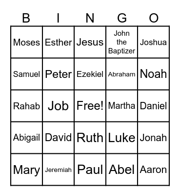 BIBLE Bingo Card