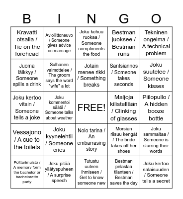 HÄÄBINGO / WEDDING BINGO Card