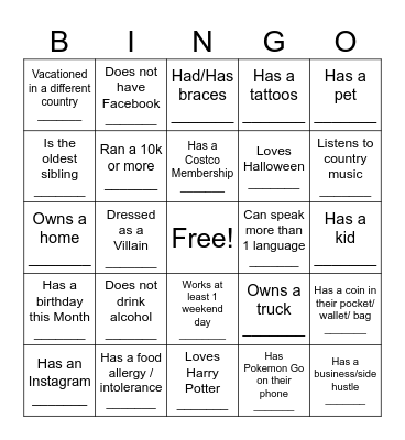 Find someone who... Bingo Card