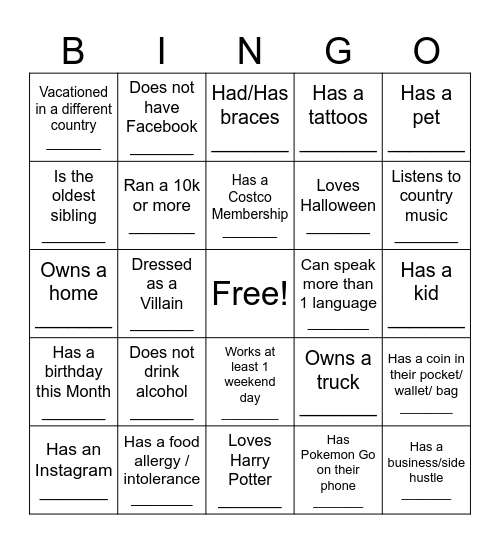 Find someone who... Bingo Card