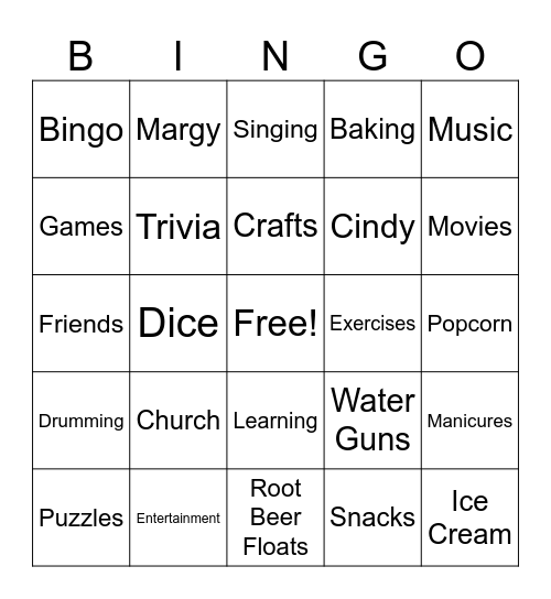 Activity Professional Week Bingo Card