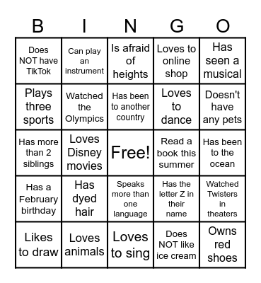 Find Someone Who... Bingo Card