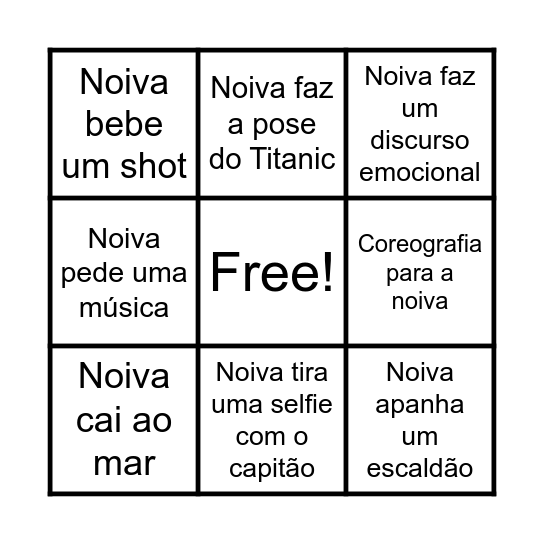 Bingo da Noiva! Bingo Card