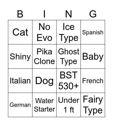 Suprise Trade Pokemon SV Bingo Card