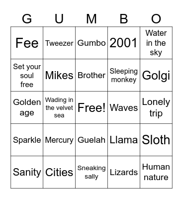 Jared bingo Card