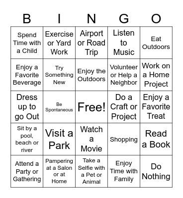 Summer Bingo Card