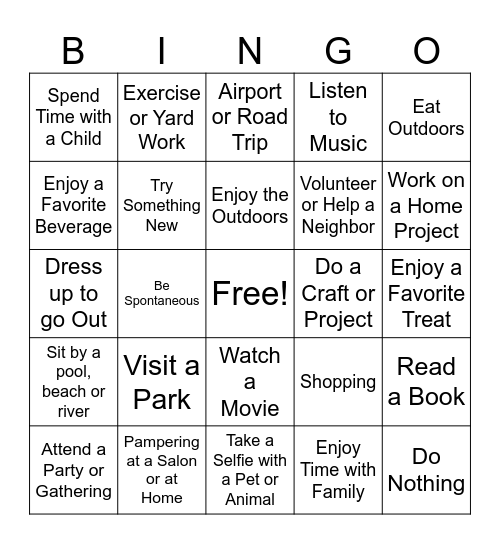 Summer Bingo Card