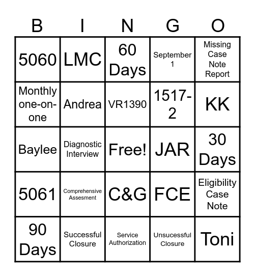 FAB 3 Bingo Card