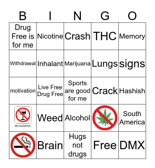 Drug Education Bingo Card