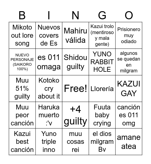 el bingo der fo Bingo Card