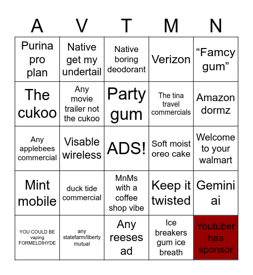 AD BINGO Card