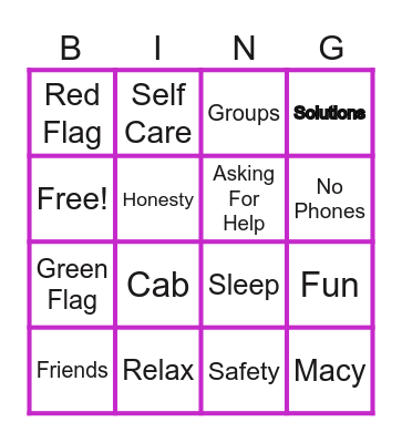 MY COPING SKILLS Bingo Card