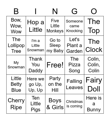 AppuSeries Favorite Rhymes Bingo Card