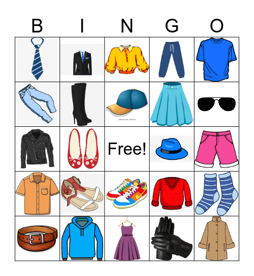 Clothing Bingo (images only) Bingo Card