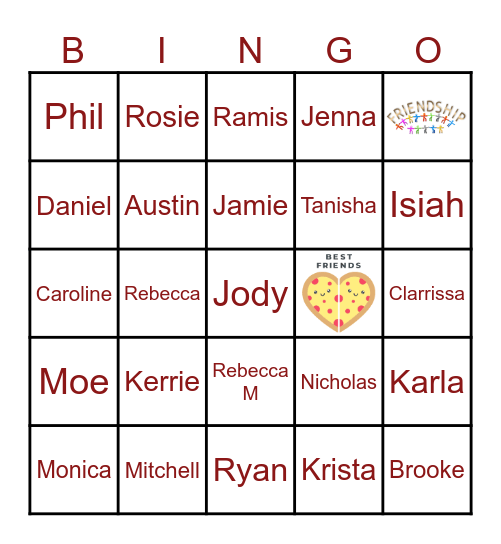 Friends Bingo Card