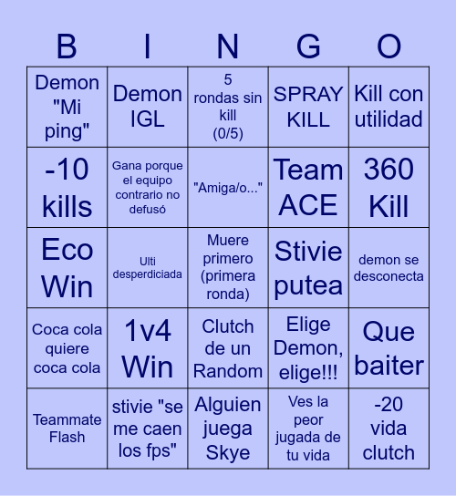 Friends Bingo Card