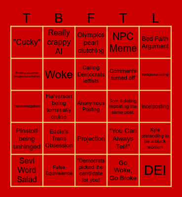 This, But From The Left Bingo,  Season 2 Bingo Card