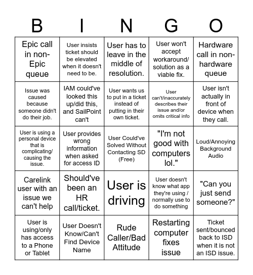 UNC ISD Bingo Card