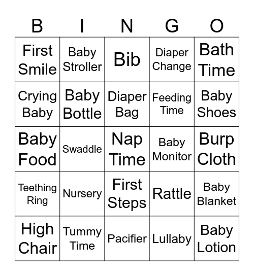 Baby Bingo Card