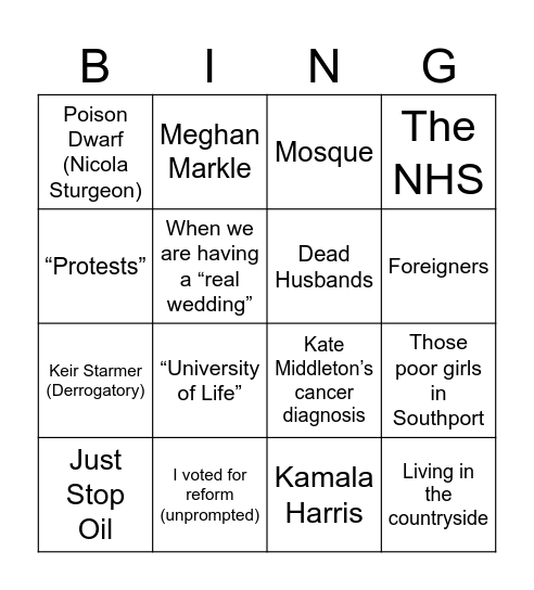 Pauline Bingo Card