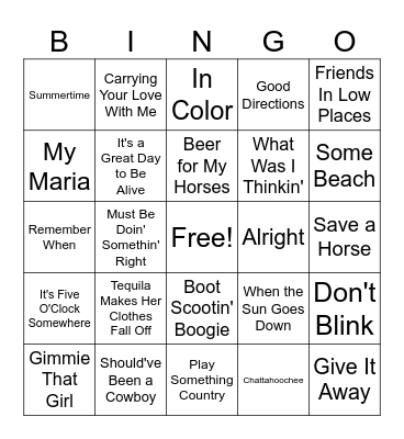 Growin' Up Country Bingo Card