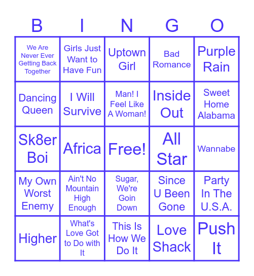 Go-To Karaoke Jamz Bingo Card