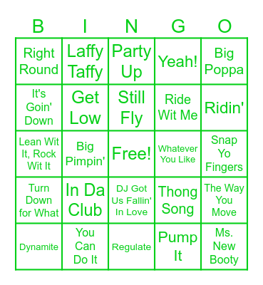 Hip Hop Party Bingo Card