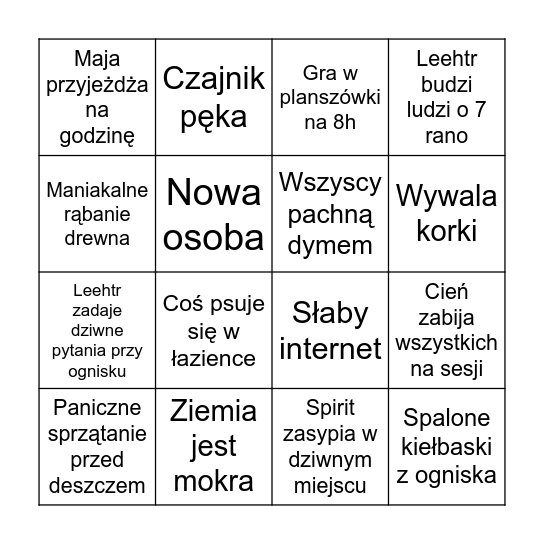 Zlot 2025 Bingo Card