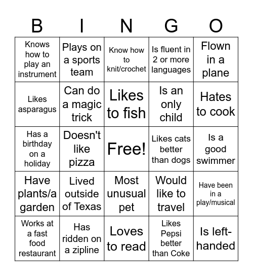 Mingle Bingo! Bingo Card