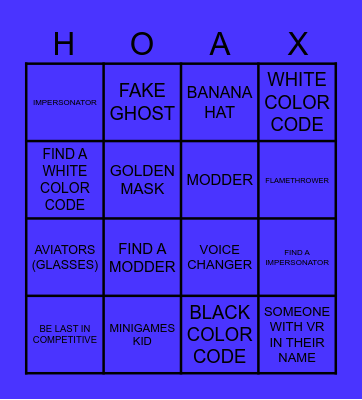 GORILLA TAG BINGO Card