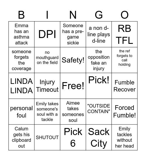 Defence Cheetah Bingo Card