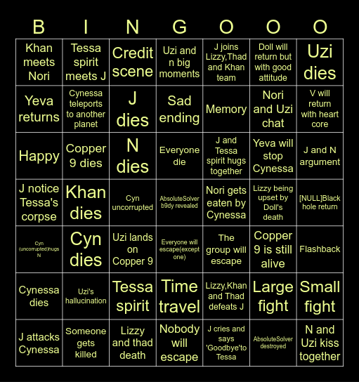 Murder drones episode 8 prediction Bingo Card