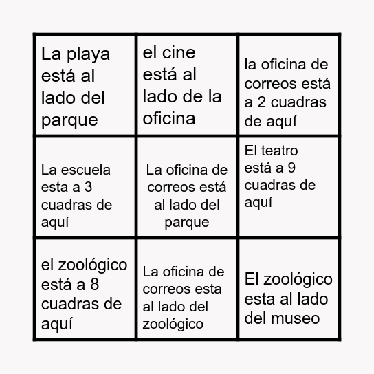 ¿A donde está? Bingo Card