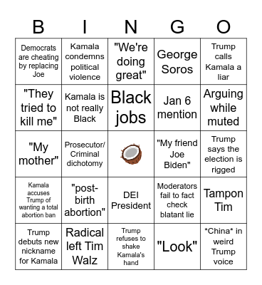 Debate Bingo Card