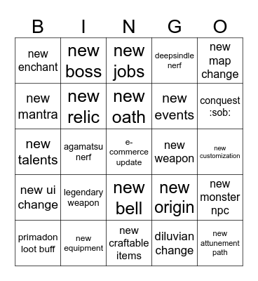 its calling Bingo Card