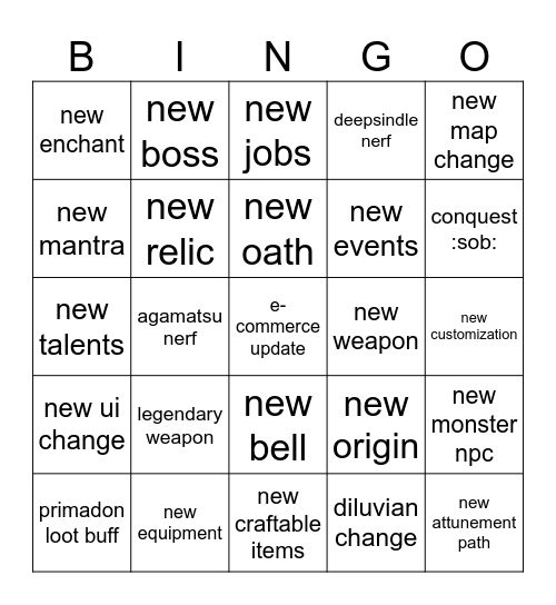 its calling Bingo Card