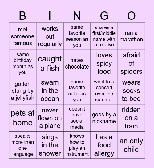 HUMAN BINGO Card human-bingo-card